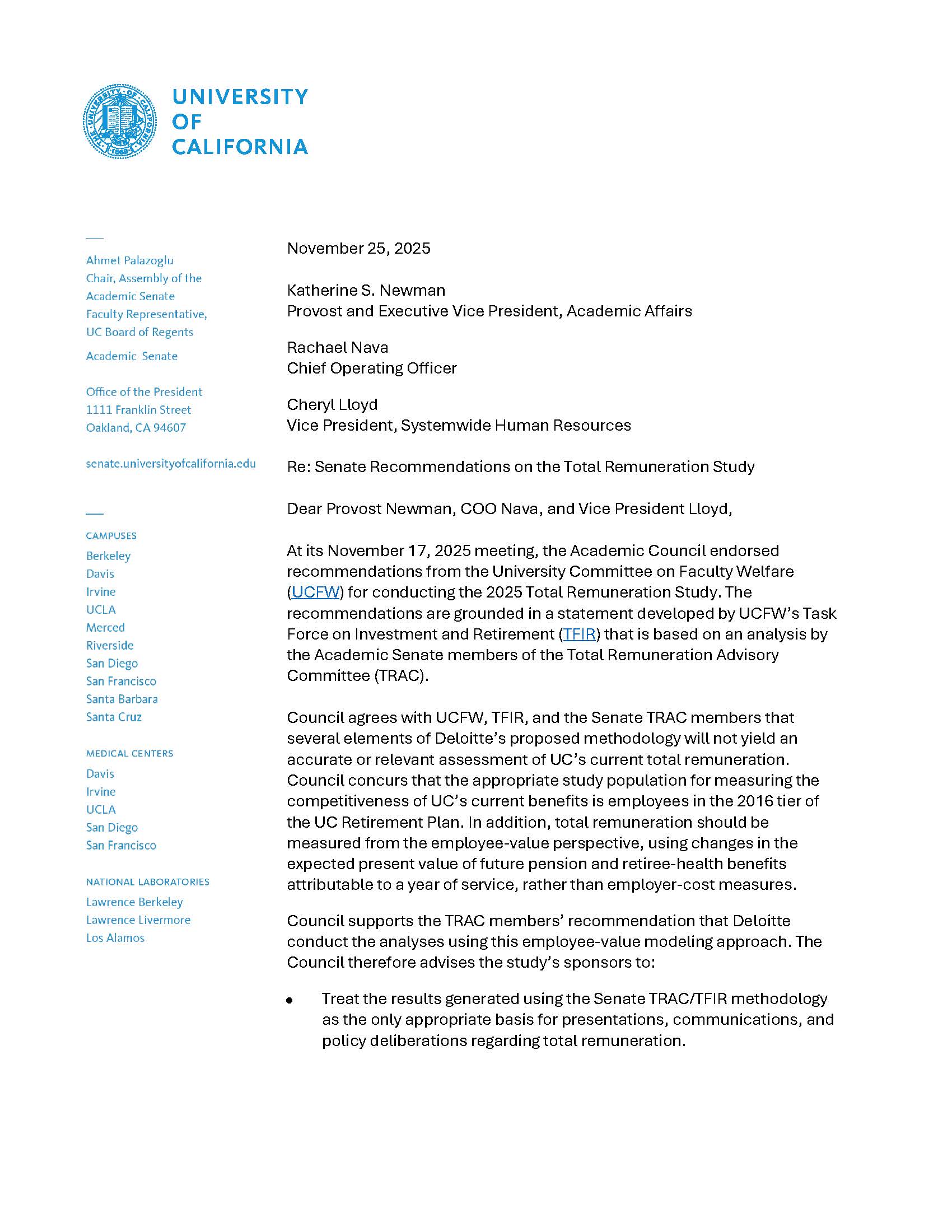 council-chair to provost-coo-vphr-total-rem-study